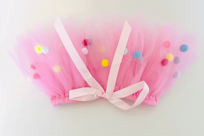 Pink Pom Pom Dog Tutu Skirt (size: small)