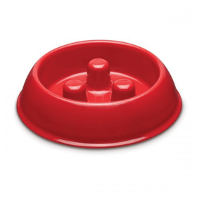PS Plastic Slow Feeder Bowl (Color: Red, size: 12 oz)
