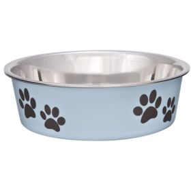 Loving Pets Stainless Steel Dish with Rubber Base (Color: light blue)