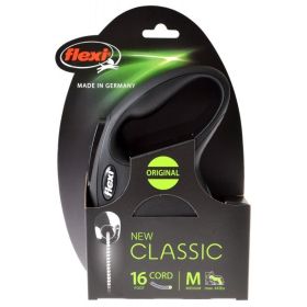 Flexi New Classic Retractable Cord Leash (Color: Black, Option: 16", size: medium)